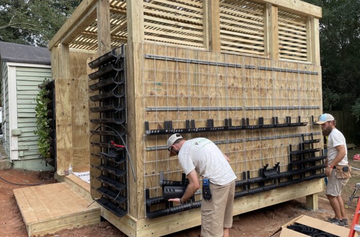 Varden vertical garden during installation